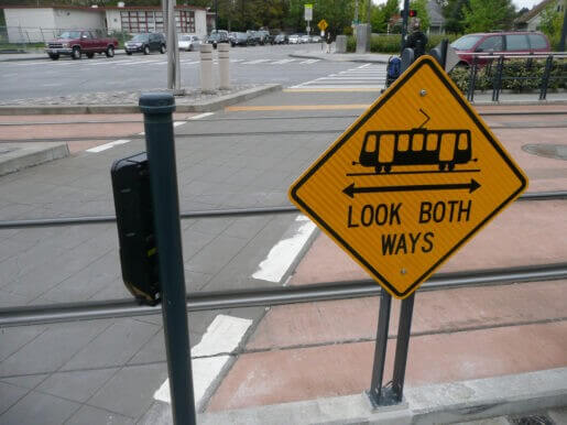 Look Both Ways Streetcar Sign